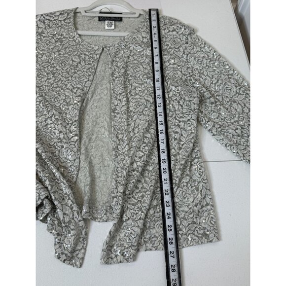 Alex Evenings 20W Lace Dress Jacket Set Gray Green Mother of Bride Formal - Picture 9 of 15